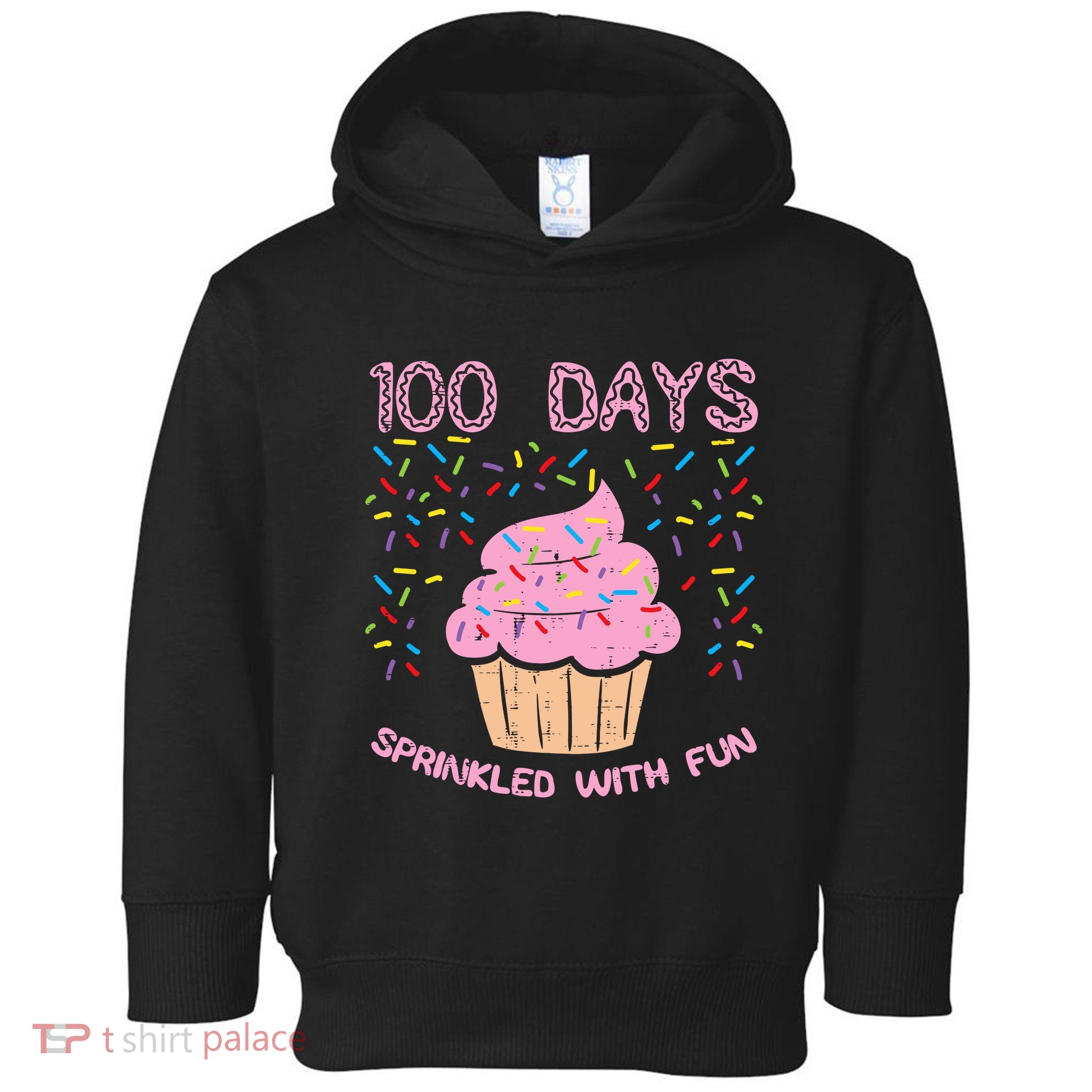 100 Days Sprinkled With Fun Cupcake 100th Day Of School Girl Toddler Hoodie