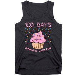 100 Days Sprinkled With Fun Cupcake 100th Day Of School Girl Tank Top