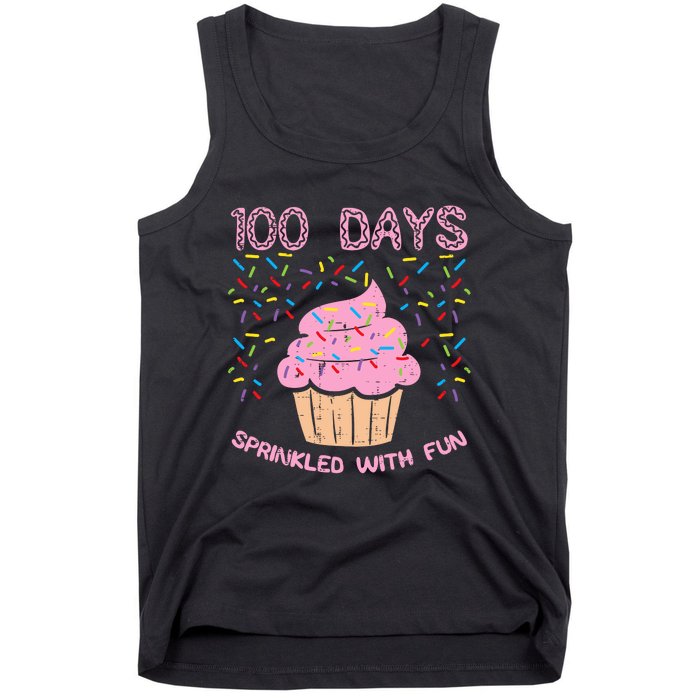 100 Days Sprinkled With Fun Cupcake 100th Day Of School Girl Tank Top