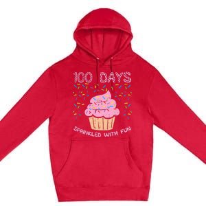 100 Days Sprinkled With Fun Cupcake 100th Day Of School Girl Premium Pullover Hoodie