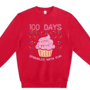 100 Days Sprinkled With Fun Cupcake 100th Day Of School Girl Premium Crewneck Sweatshirt