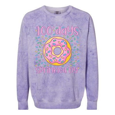 100 Days Sprinkled By Cute Donut 100 Days Of School Colorblast Crewneck Sweatshirt