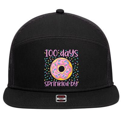 100 Days Sprinkled By Cute Donut 100 Days Of School 7 Panel Mesh Trucker Snapback Hat