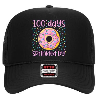 100 Days Sprinkled By Cute Donut 100 Days Of School High Crown Mesh Back Trucker Hat