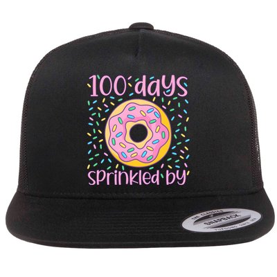 100 Days Sprinkled By Cute Donut 100 Days Of School Flat Bill Trucker Hat