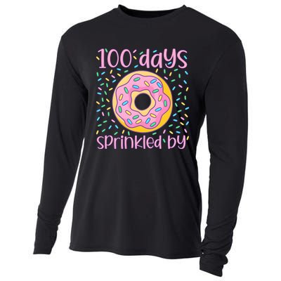 100 Days Sprinkled By Cute Donut 100 Days Of School Cooling Performance Long Sleeve Crew