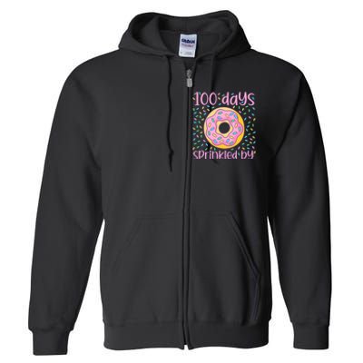 100 Days Sprinkled By Cute Donut 100 Days Of School Full Zip Hoodie