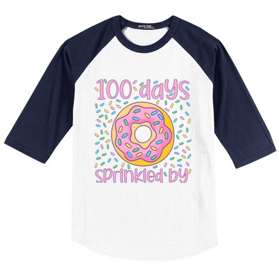 100 Days Sprinkled By Cute Donut 100 Days Of School Baseball Sleeve Shirt