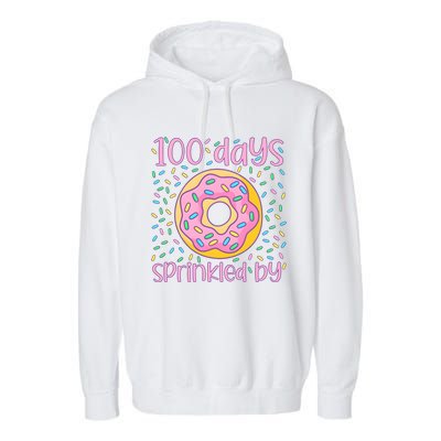 100 Days Sprinkled By Cute Donut 100 Days Of School Garment-Dyed Fleece Hoodie