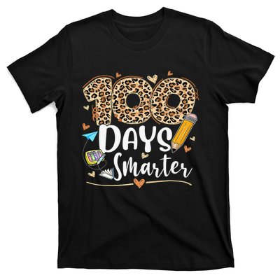 100 Days Smarter Leopard Happy 100th Day Of School Teacher  T-Shirt