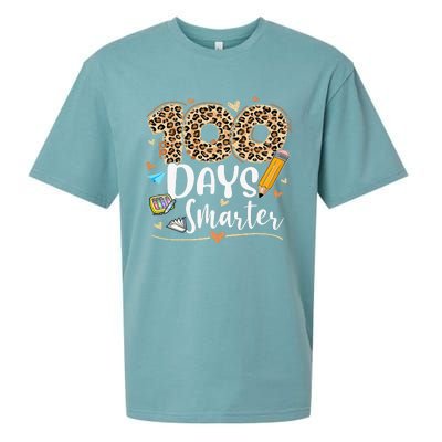 100 Days Smarter Leopard Happy 100th Day Of School Teacher  Sueded Cloud Jersey T-Shirt