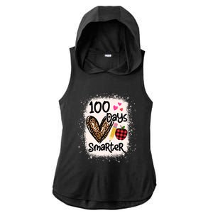 100 Days Smarter Leopard Bleached 100th Day School Teacher Gift Ladies PosiCharge Tri-Blend Wicking Draft Hoodie Tank