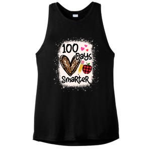 100 Days Smarter Leopard Bleached 100th Day School Teacher Gift Ladies PosiCharge Tri-Blend Wicking Tank