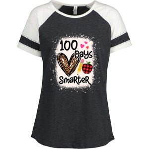 100 Days Smarter Leopard Bleached 100th Day School Teacher Gift Enza Ladies Jersey Colorblock Tee