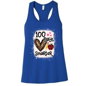 100 Days Smarter Leopard Bleached 100th Day School Teacher Gift Women's Racerback Tank