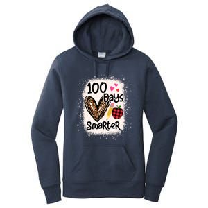 100 Days Smarter Leopard Bleached 100th Day School Teacher Gift Women's Pullover Hoodie