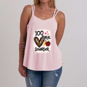 100 Days Smarter Leopard Bleached 100th Day School Teacher Gift Women's Strappy Tank