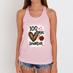 100 Days Smarter Leopard Bleached 100th Day School Teacher Gift Women's Knotted Racerback Tank