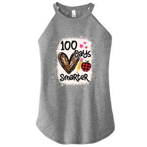 100 Days Smarter Leopard Bleached 100th Day School Teacher Gift Women's Perfect Tri Rocker Tank