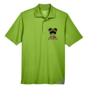 100 Days Smarter Messy Bun 100th Day Of School Gift Men's Origin Performance Pique Polo