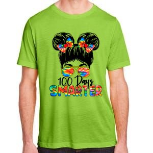 100 Days Smarter Messy Bun 100th Day Of School Gift Adult ChromaSoft Performance T-Shirt