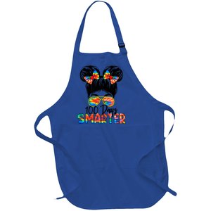 100 Days Smarter Messy Bun 100th Day Of School Gift Full-Length Apron With Pockets