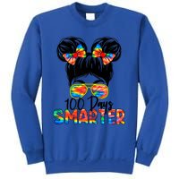 100 Days Smarter Messy Bun 100th Day Of School Gift Sweatshirt