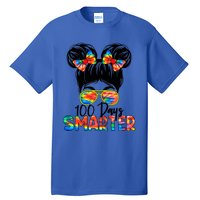 100 Days Smarter Messy Bun 100th Day Of School Gift Tall T-Shirt