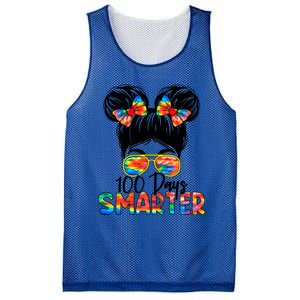 100 Days Smarter Messy Bun 100th Day Of School Gift Mesh Reversible Basketball Jersey Tank