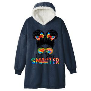 100 Days Smarter Messy Bun 100th Day Of School Gift Hooded Wearable Blanket