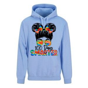 100 Days Smarter Messy Bun 100th Day Of School Gift Unisex Surf Hoodie