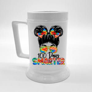 100 Days Smarter Messy Bun 100th Day Of School Gift Beer Stein