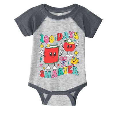 100 Days Smarter Happy 100th Day Of School Groovy Infant Baby Jersey Bodysuit