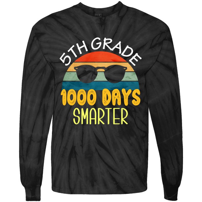 1000 Days Smarter Fifth 5th Grade Teacher Student Of School Tie-Dye Long Sleeve Shirt