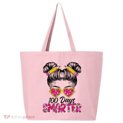 100 Days Smarter Messy Bun Hair 100th Day Of School 25L Jumbo Tote