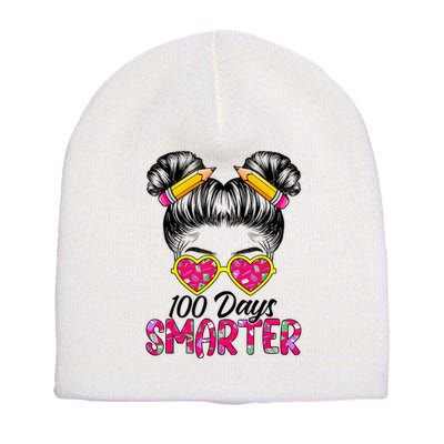100 Days Smarter Messy Bun Hair 100th Day Of School Short Acrylic Beanie