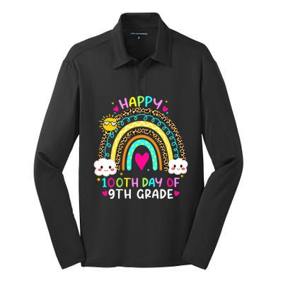 100 Days Smarter Ninth Grade 100th Day Of School 9th Grade Gift Silk Touch Performance Long Sleeve Polo