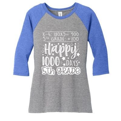 1000 Days Smarter Fifth Grade Teacher 100th Day Of School Gift Women's Tri-Blend 3/4-Sleeve Raglan Shirt