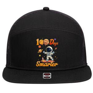 100 Days Smarter 100th Day Of School For Boy Girl Astronaut Gift 7 Panel Mesh Trucker Snapback Hat