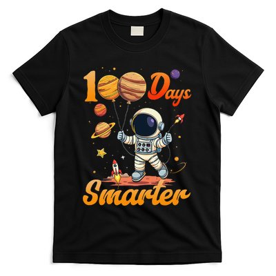 100 Days Smarter 100th Day Of School For Boy Girl Astronaut Gift T-Shirt
