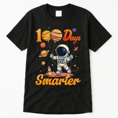 100 Days Smarter 100th Day Of School For Boy Girl Astronaut Gift Tall T-Shirt