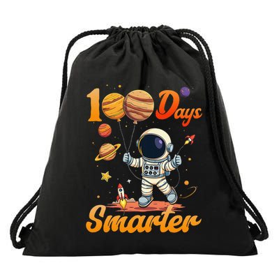 100 Days Smarter 100th Day Of School For Boy Girl Astronaut Gift Drawstring Bag