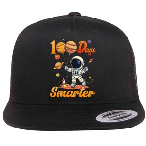 100 Days Smarter 100th Day Of School For Boy Girl Astronaut Gift Flat Bill Trucker Hat