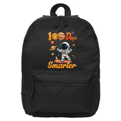100 Days Smarter 100th Day Of School For Boy Girl Astronaut Gift 16 in Basic Backpack