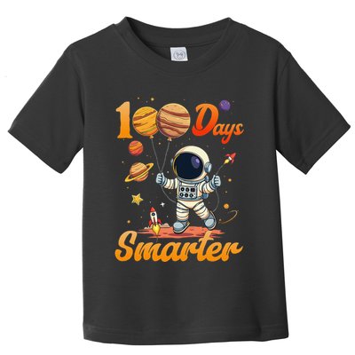 100 Days Smarter 100th Day Of School For Boy Girl Astronaut Gift Toddler T-Shirt