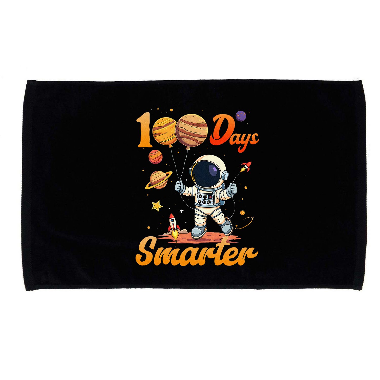 100 Days Smarter 100th Day Of School For Boy Girl Astronaut Gift Microfiber Hand Towel