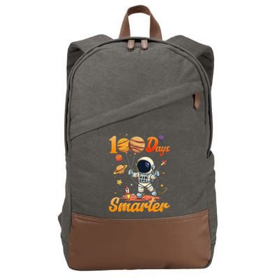 100 Days Smarter 100th Day Of School For Boy Girl Astronaut Gift Cotton Canvas Backpack