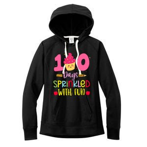 100 Days Sprinkled With Fun Cupcake 100th Day Of School Girl Women's Fleece Hoodie