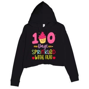 100 Days Sprinkled With Fun Cupcake 100th Day Of School Girl Crop Fleece Hoodie