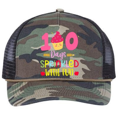 100 Days Sprinkled With Fun Cupcake 100th Day Of School Girl Retro Rope Trucker Hat Cap